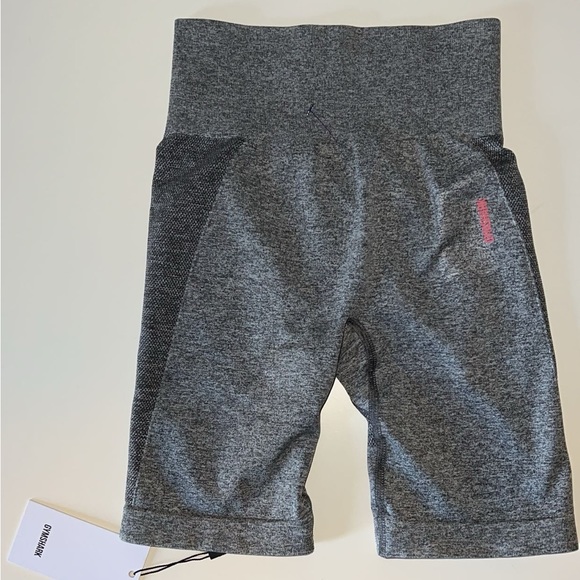 GYMSHARK FLEX CYCLING SHORTS - NEW CHARCOAL MARL/RUBY PINK - EXTRA SMALL. - Picture 9 of 10